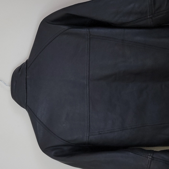 Serge Platini Black Leather Moto Bomber Jacket Milan Italy M - Picture 9 of 13